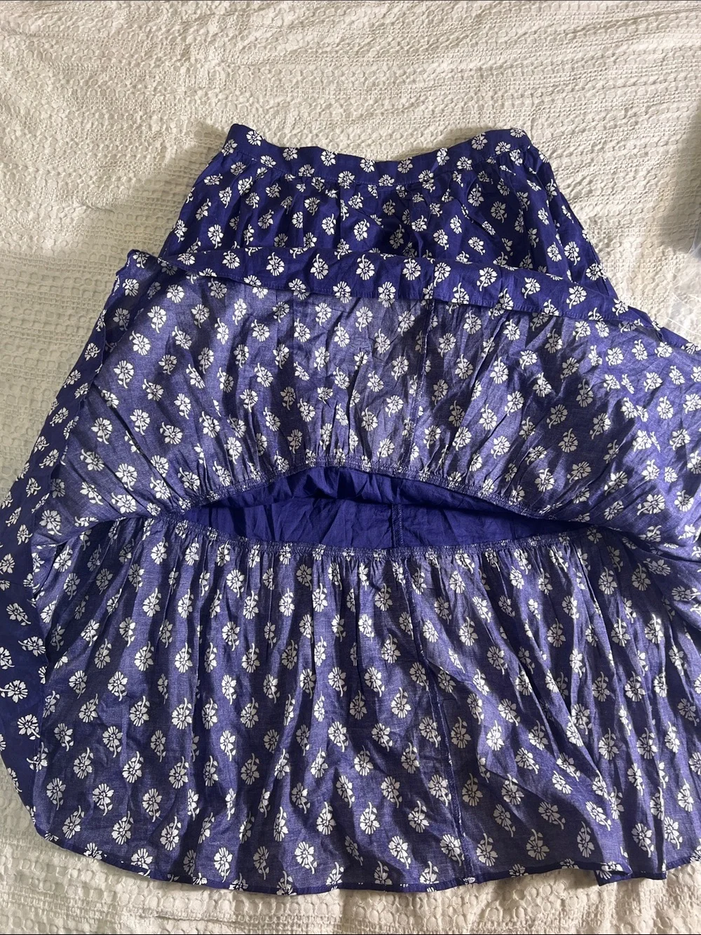 J. Crew Royal Blue Floral Tiered Midi Skirt size S